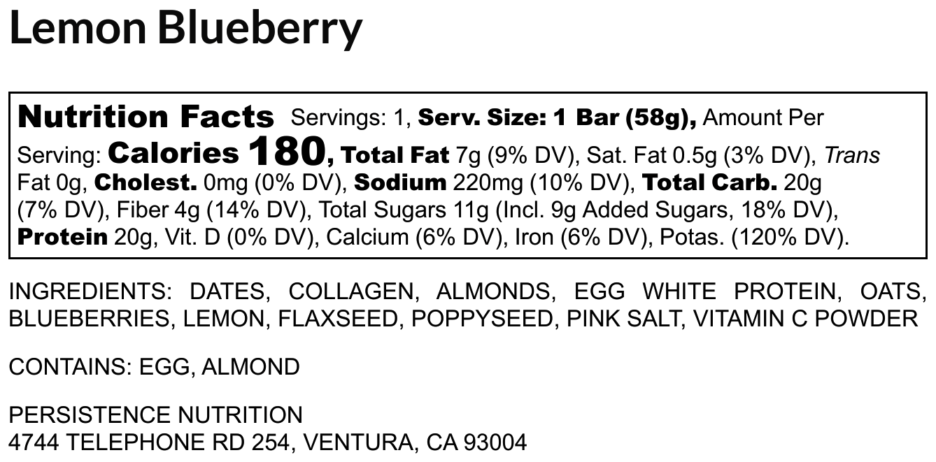 Lemon Blueberry Protein Bar